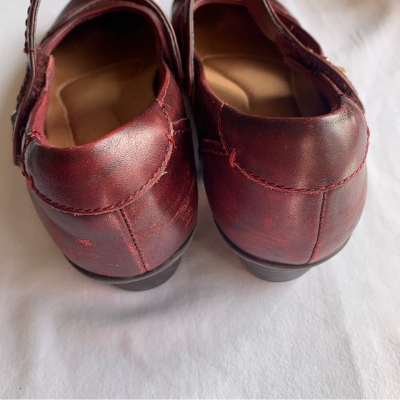 Earth Red-Burgundy Leather Clover Mary Jane Shoes Size 7.5 Boho Academia - Picture 5 of 9